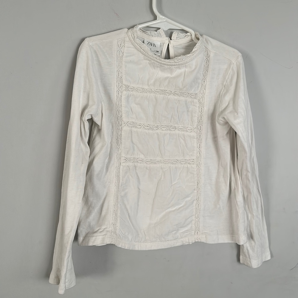 Zara White Long Sleeve Kids Shirt Size 7